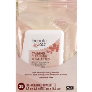 slide 1 of 1, Beauty 360 Calming Cleansing Towelettes, 25/Pack, 25 ct