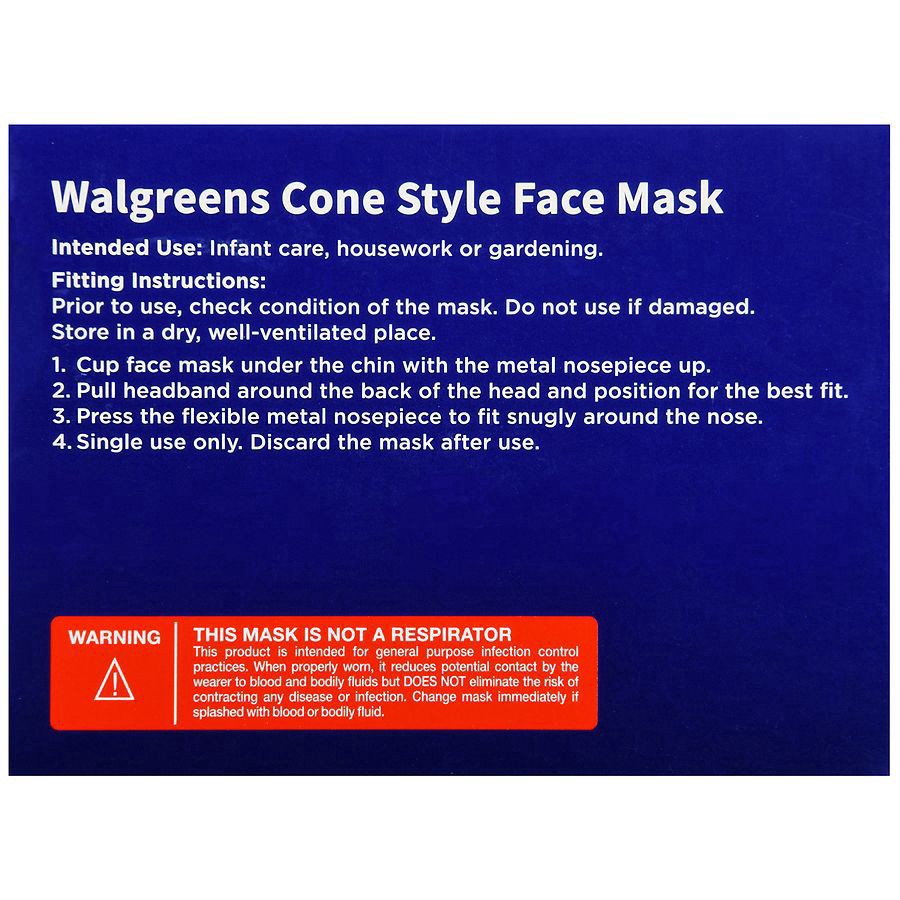 slide 3 of 5, Walgreens Cone Style Face Masks, 25 ct