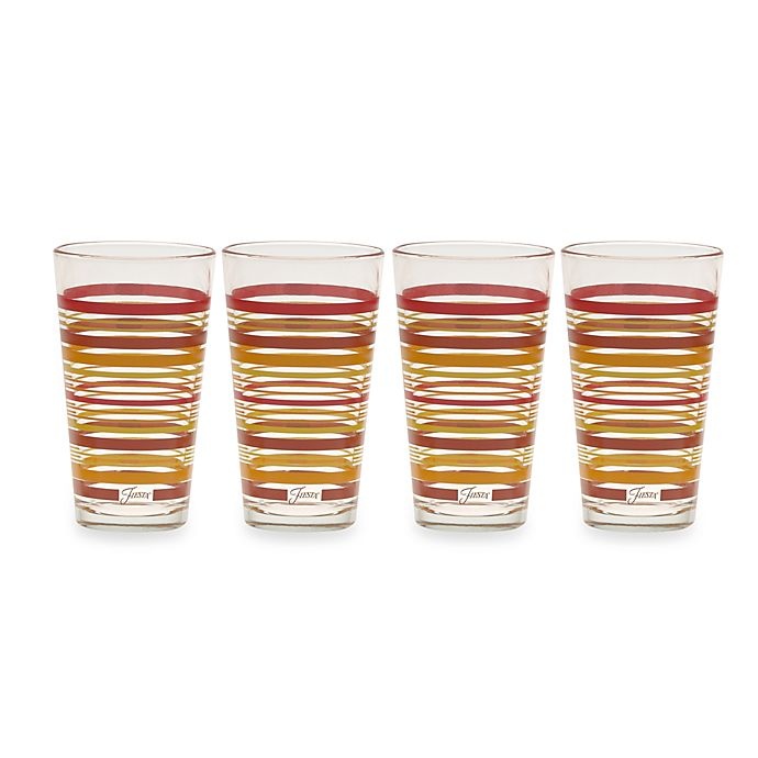 slide 1 of 1, Fiesta Multi-Color Stripe Highball Cooler Glasses, 4 ct; 16 oz