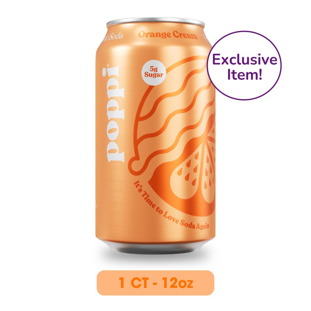 slide 2 of 5, Poppi Orange Cream Flavored Prebiotic Soda 12 fl oz, 12 fl oz