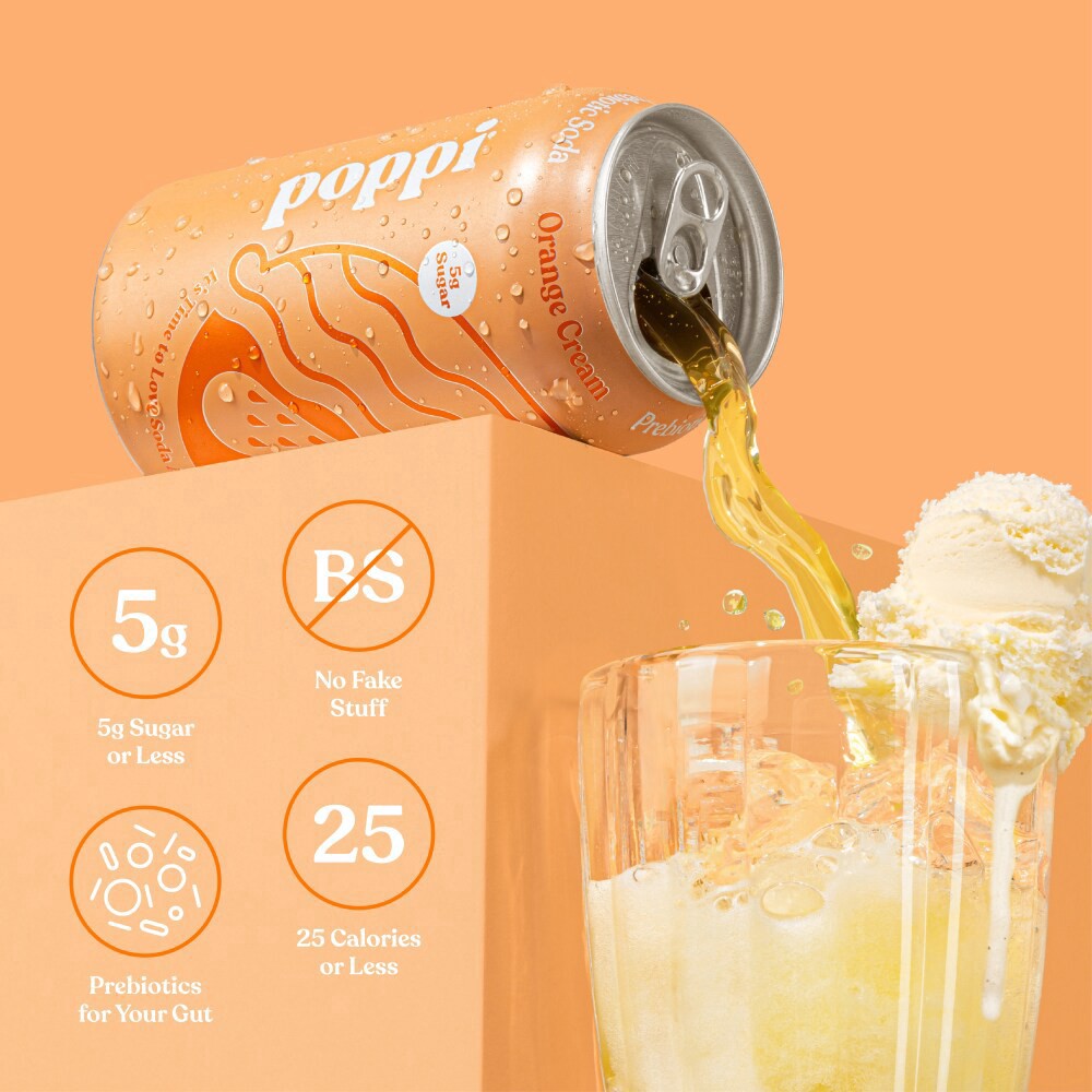 slide 4 of 5, Poppi Orange Cream Flavored Prebiotic Soda 12 fl oz, 12 fl oz