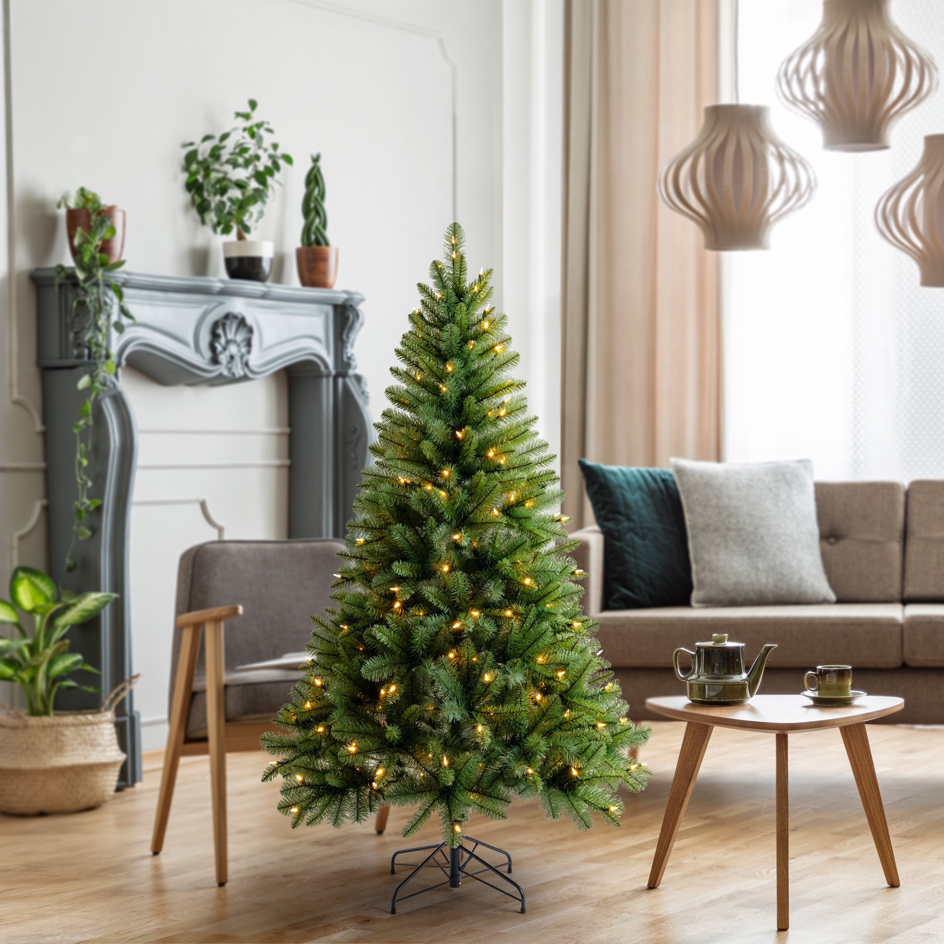 slide 3 of 8, 6ft. Pre-Lit Windham Spruce Artificial Christmas Tree, Warm White Led Lights By Ashland, 6 ft