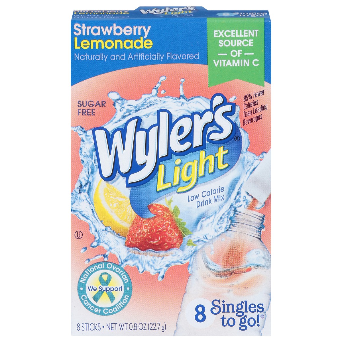 slide 1 of 9, Wyler's Light Low Calorie Strawberry Lemonade Drink Mix - 8 ct, 8 ct