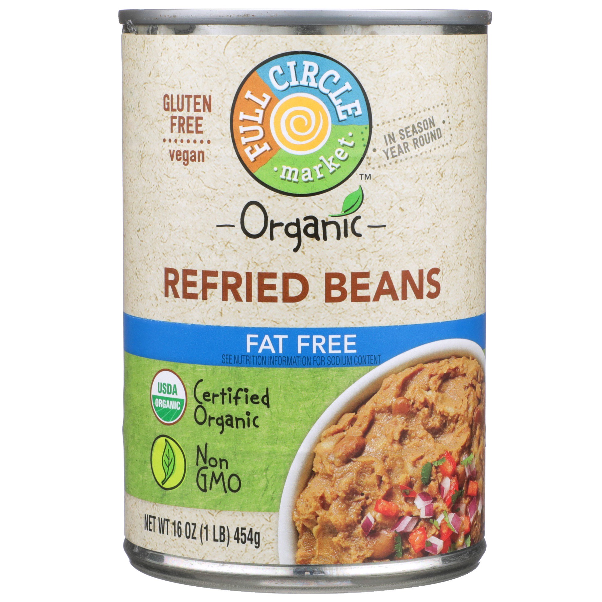 slide 1 of 6, Full Circle Market Organic Fat Free Refried Beans, 15 oz