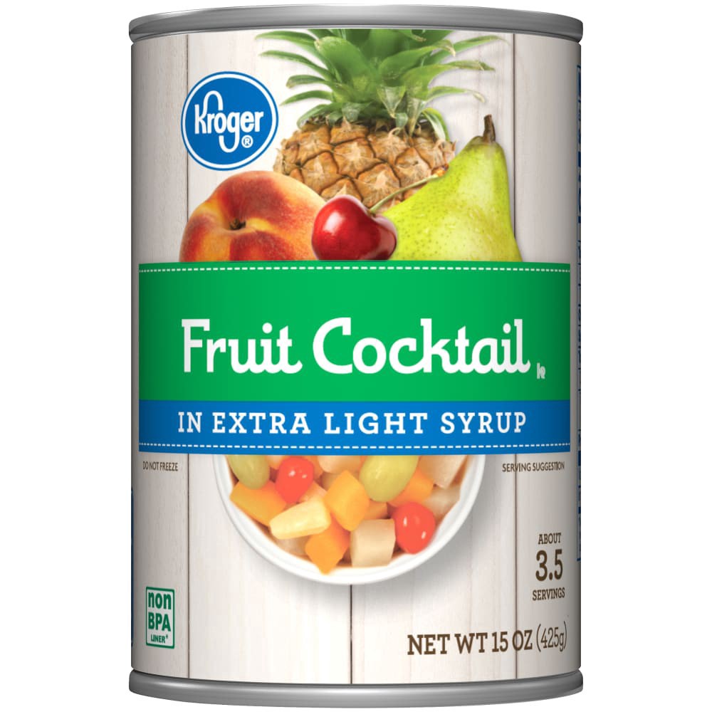 slide 3 of 4, Kroger Fruit Cocktail In Extra Light Syrup, 15 oz