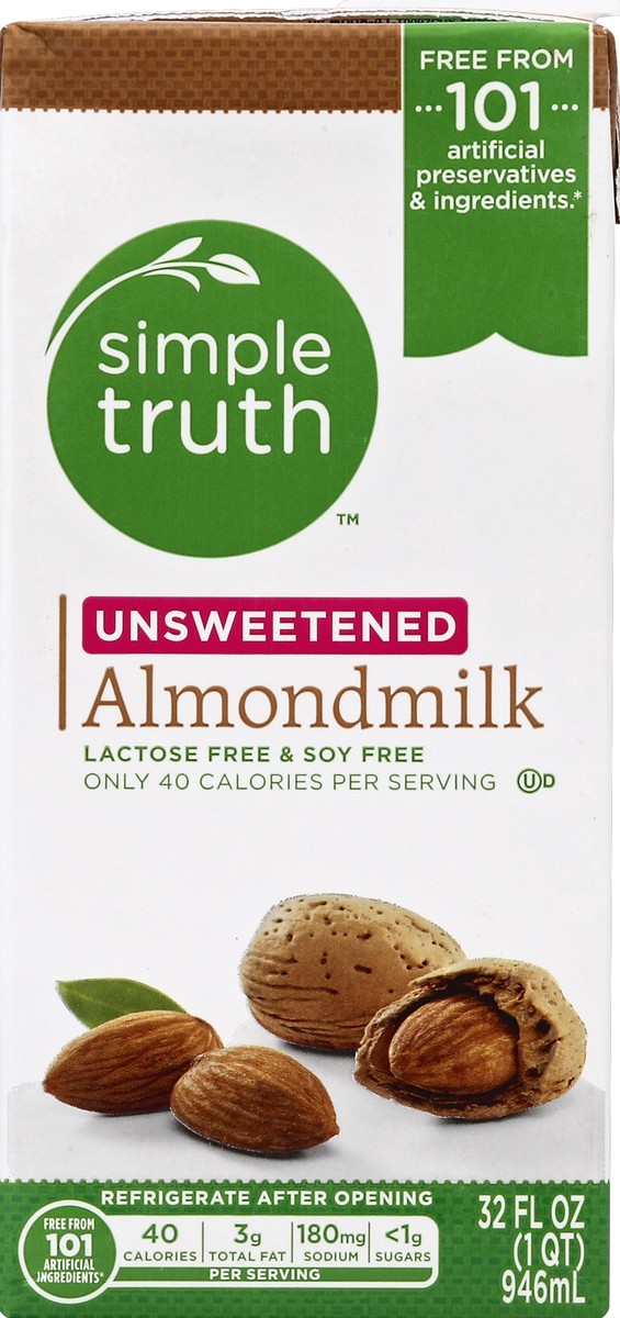 slide 1 of 5, Simple Truth Unsweetened Almond Milk, 32 fl oz