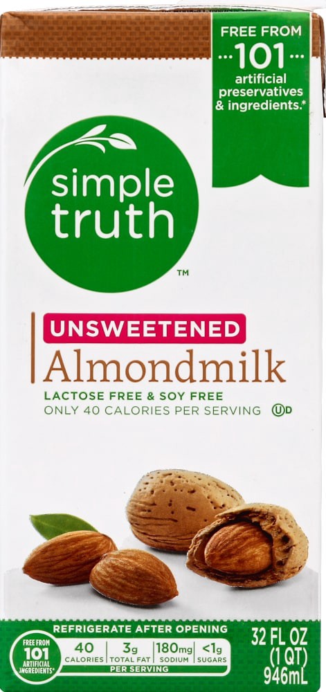 slide 1 of 5, Simple Truth Unsweetened Almond Milk, 32 fl oz