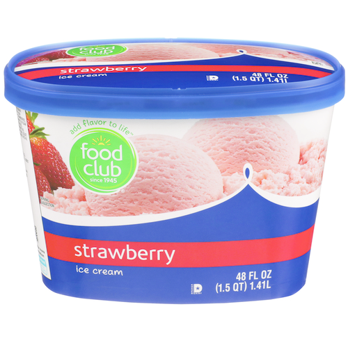 slide 1 of 1, Food Club Strawberry Ice Cream, 48 fl oz