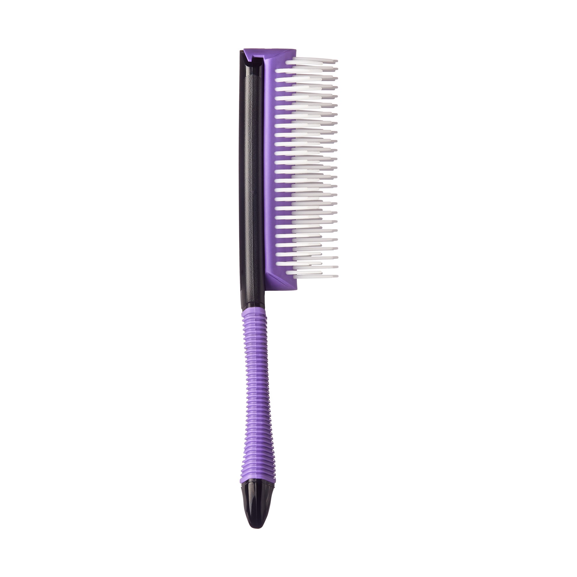 slide 3 of 5, KISS COLORS & CARE KISS 7-Row Non-Slip Travel Size 8.25" Round Detangling Cushion Hair Brush, Purple, 1 ct