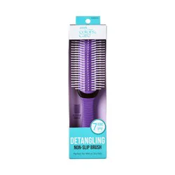 KISS COLORS & CARE KISS 7-Row Non-Slip Travel Size 8.25" Round Detangling Cushion Hair Brush, Purple