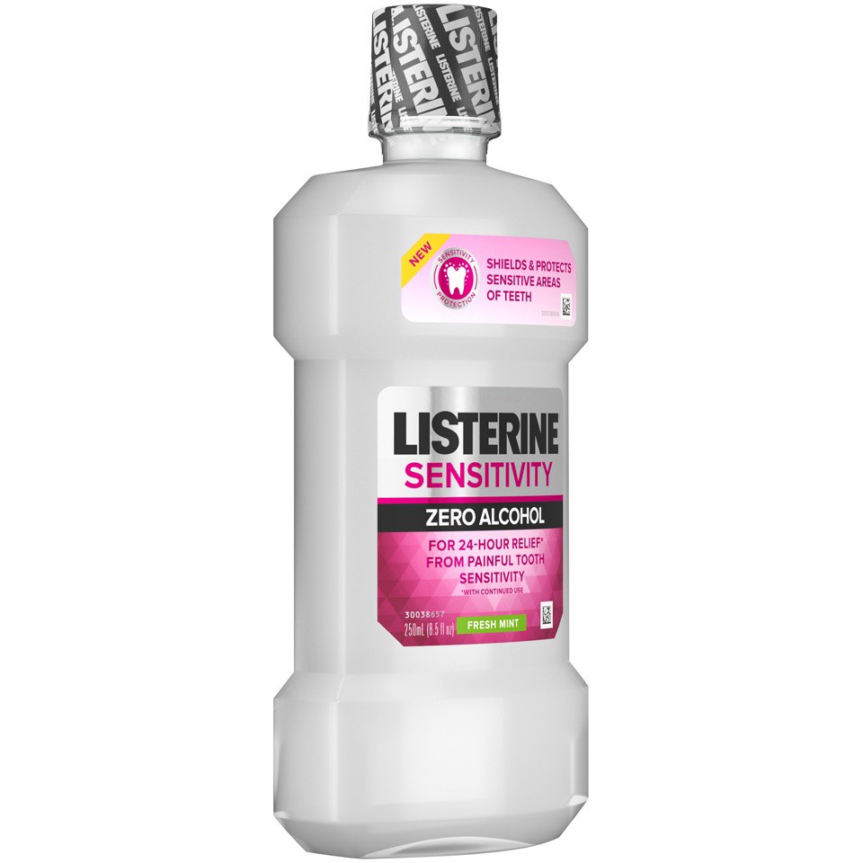 slide 2 of 6, Listerine Sensitivity Zero Alcohol Mouthrinse, Fresh Mint, 8.45 fl oz