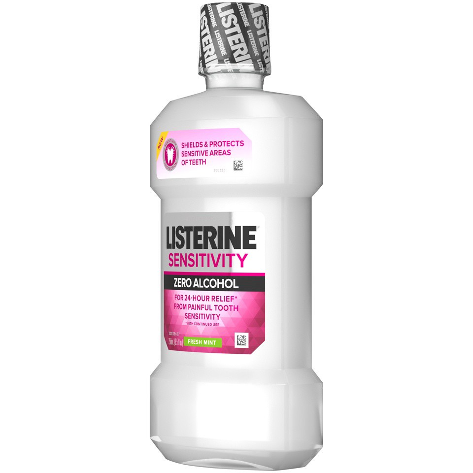 slide 3 of 6, Listerine Sensitivity Zero Alcohol Mouthrinse, Fresh Mint, 8.45 fl oz