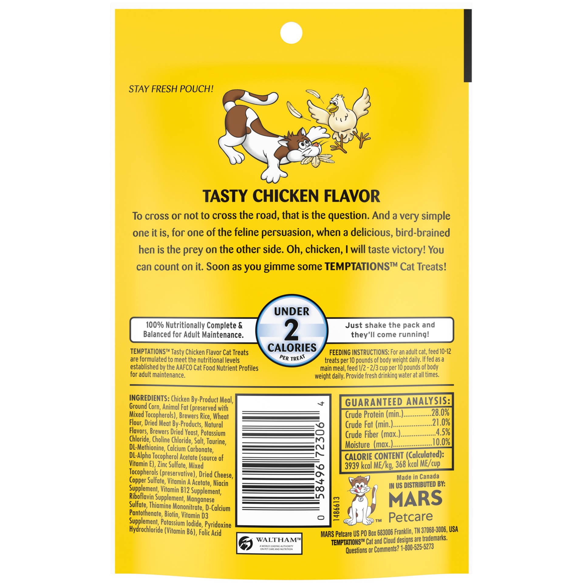 slide 2 of 7, Temptations Classic Crunchy And Soft Cat Treats Tasty Chicken Flavor, 3 oz
