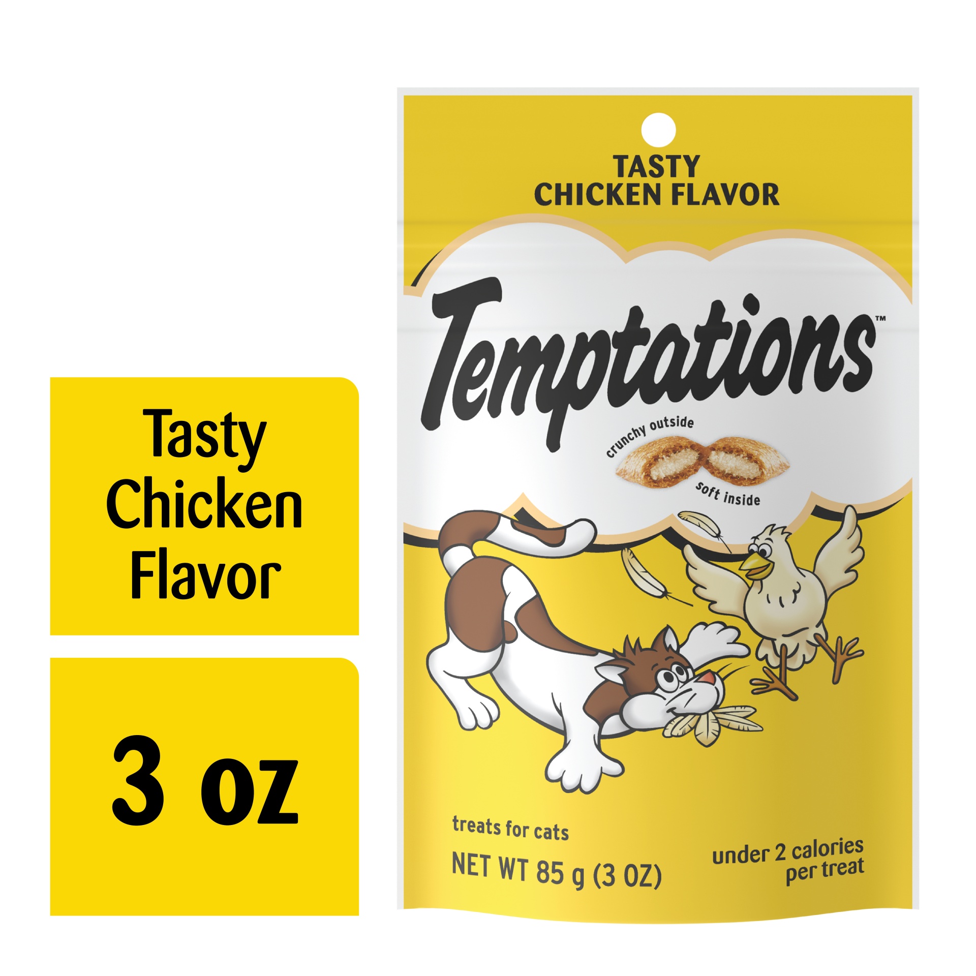 slide 6 of 7, Temptations Classic Crunchy And Soft Cat Treats Tasty Chicken Flavor, 3 oz