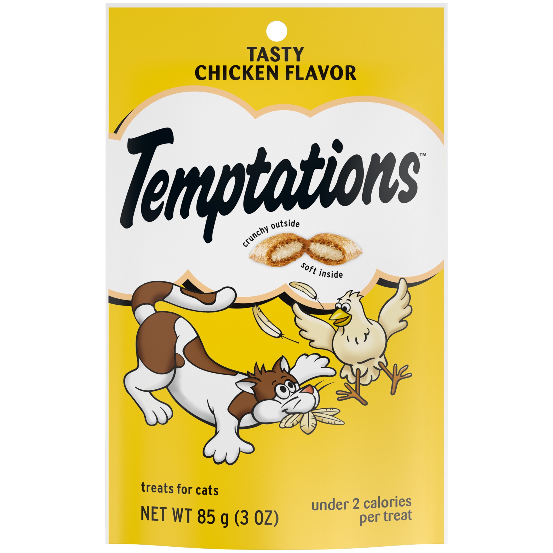 slide 1 of 7, Temptations Classic Crunchy And Soft Cat Treats Tasty Chicken Flavor, 3 oz
