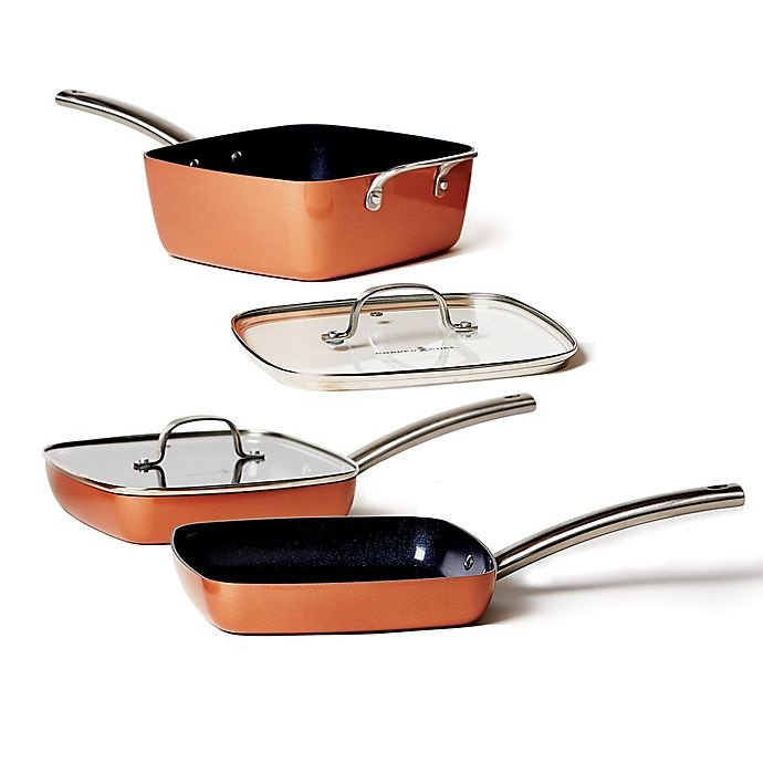 slide 1 of 3, Copper Chef Black Diamond Nonstick Square Pan Set, 5 ct