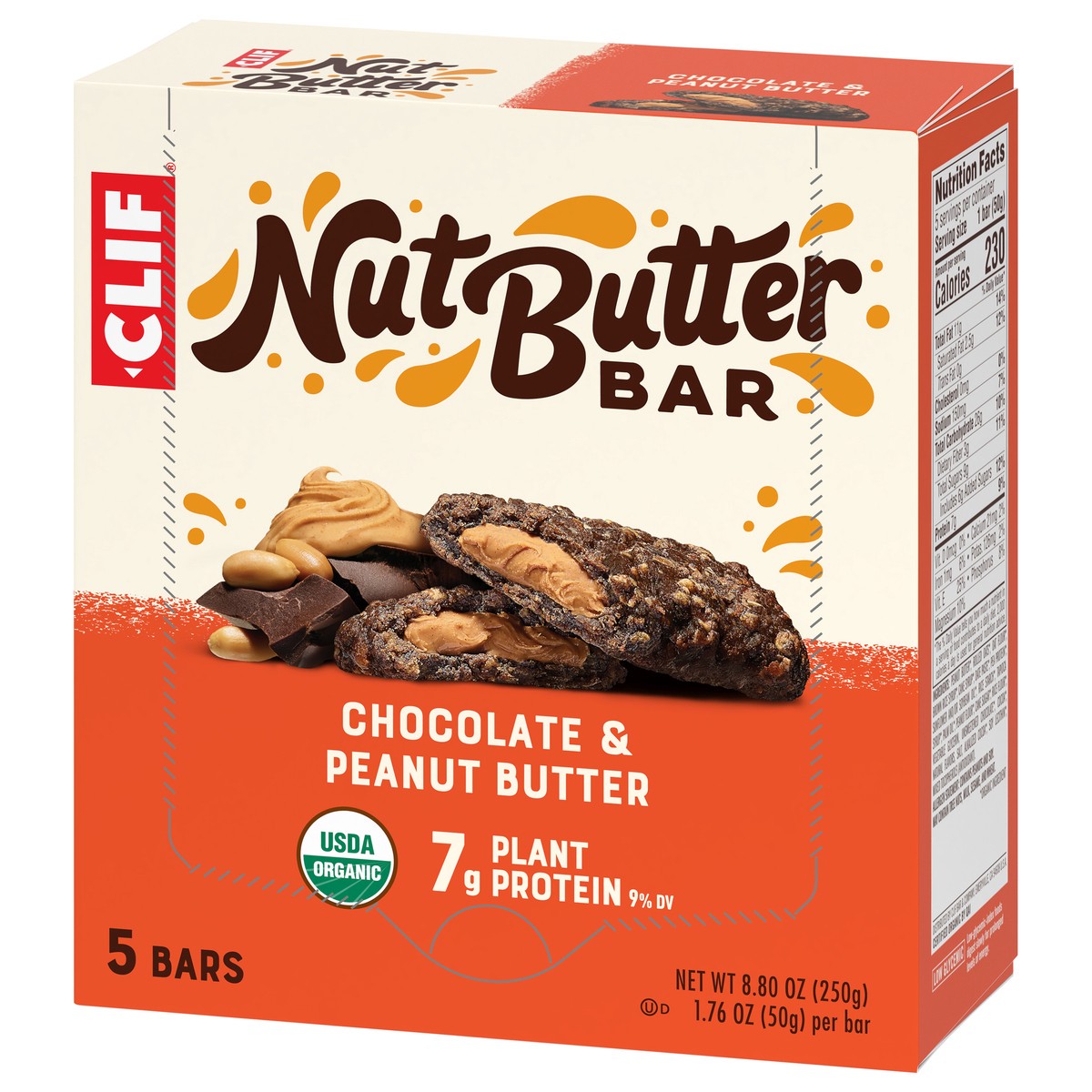 slide 3 of 9, Clif Nut Butter Chocolate & Peanut Butter Snack Bars, 5 ct; 1.76 oz