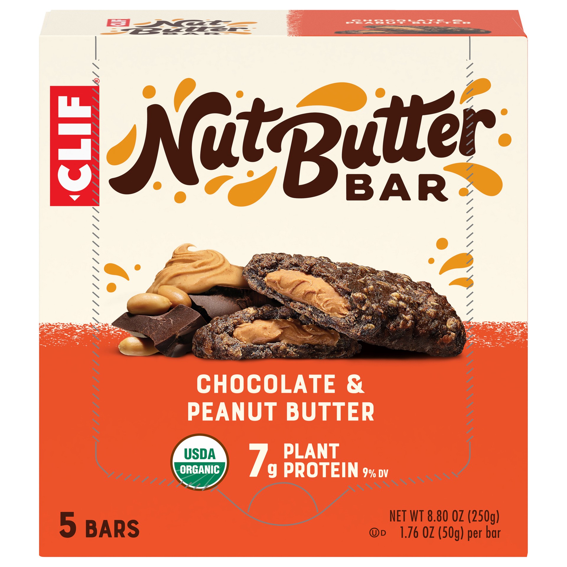 slide 1 of 9, Clif Nut Butter Chocolate & Peanut Butter Snack Bars, 5 ct; 1.76 oz