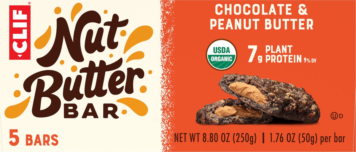 slide 6 of 9, Clif Nut Butter Chocolate & Peanut Butter Snack Bars, 5 ct; 1.76 oz