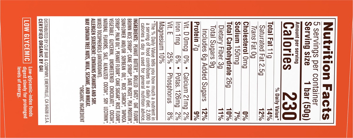slide 8 of 9, Clif Nut Butter Chocolate & Peanut Butter Snack Bars, 5 ct; 1.76 oz