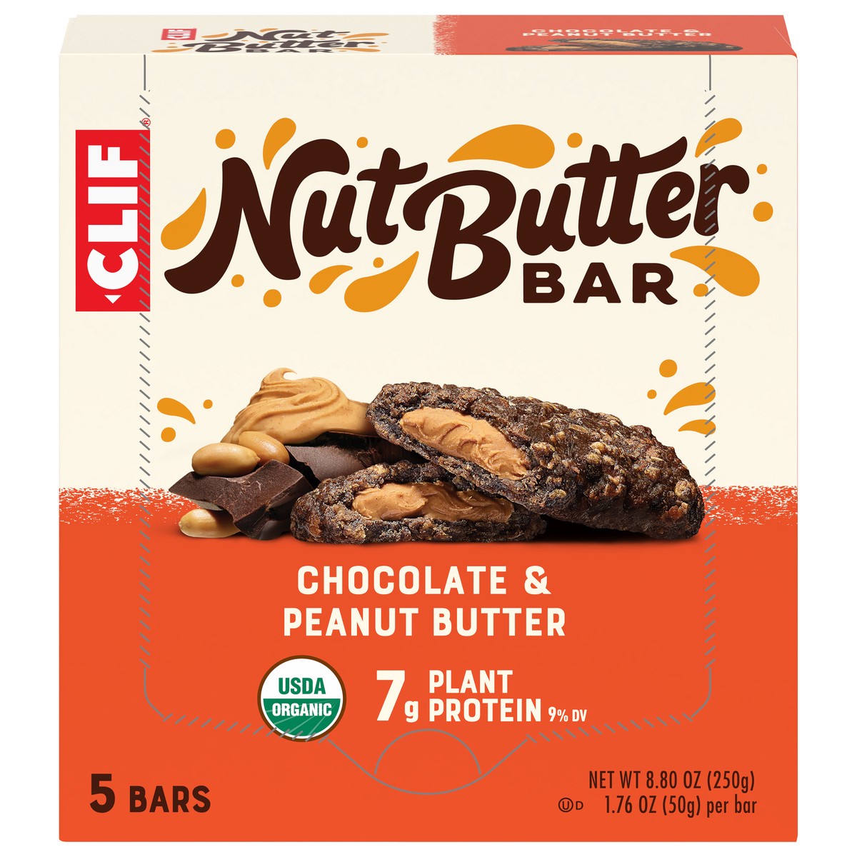 slide 1 of 9, Clif Nut Butter Chocolate & Peanut Butter Snack Bars, 5 ct; 1.76 oz