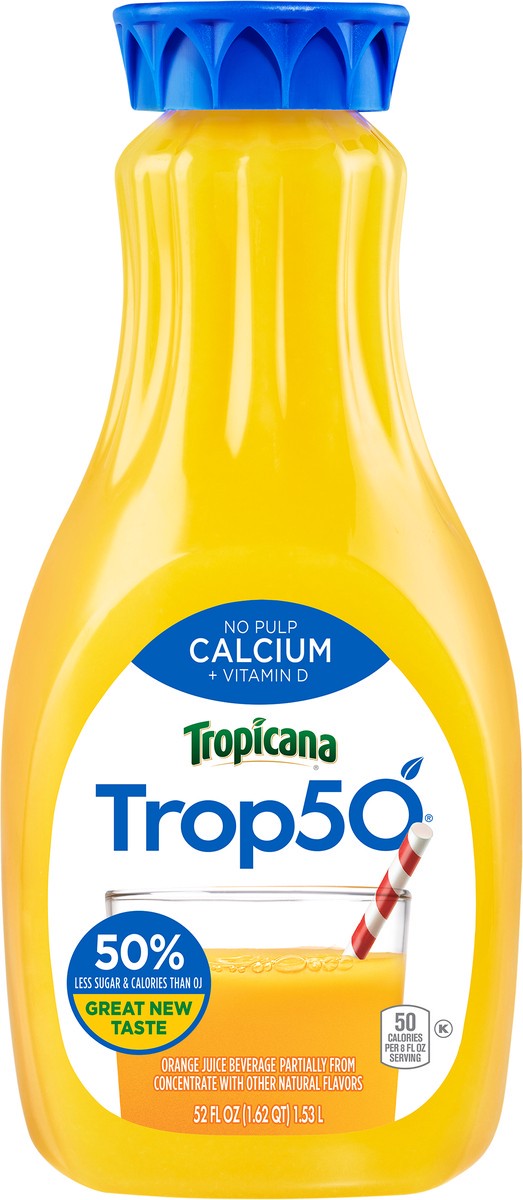 slide 4 of 7, Trop50 Calcium + Vitamin D No Pulp Orange Juice - 52 fl oz, 