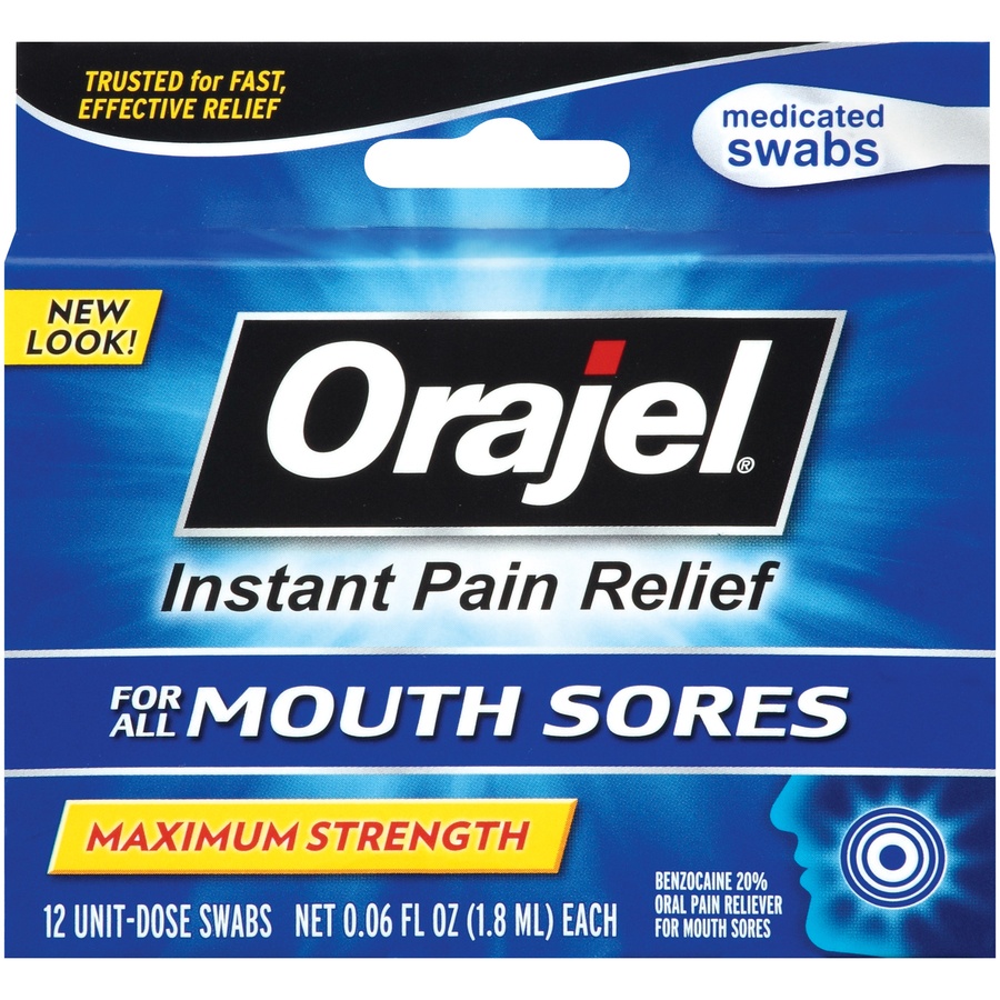 slide 1 of 1, Orajel Mouth Sore Swabs, 12 Count, 12 ct