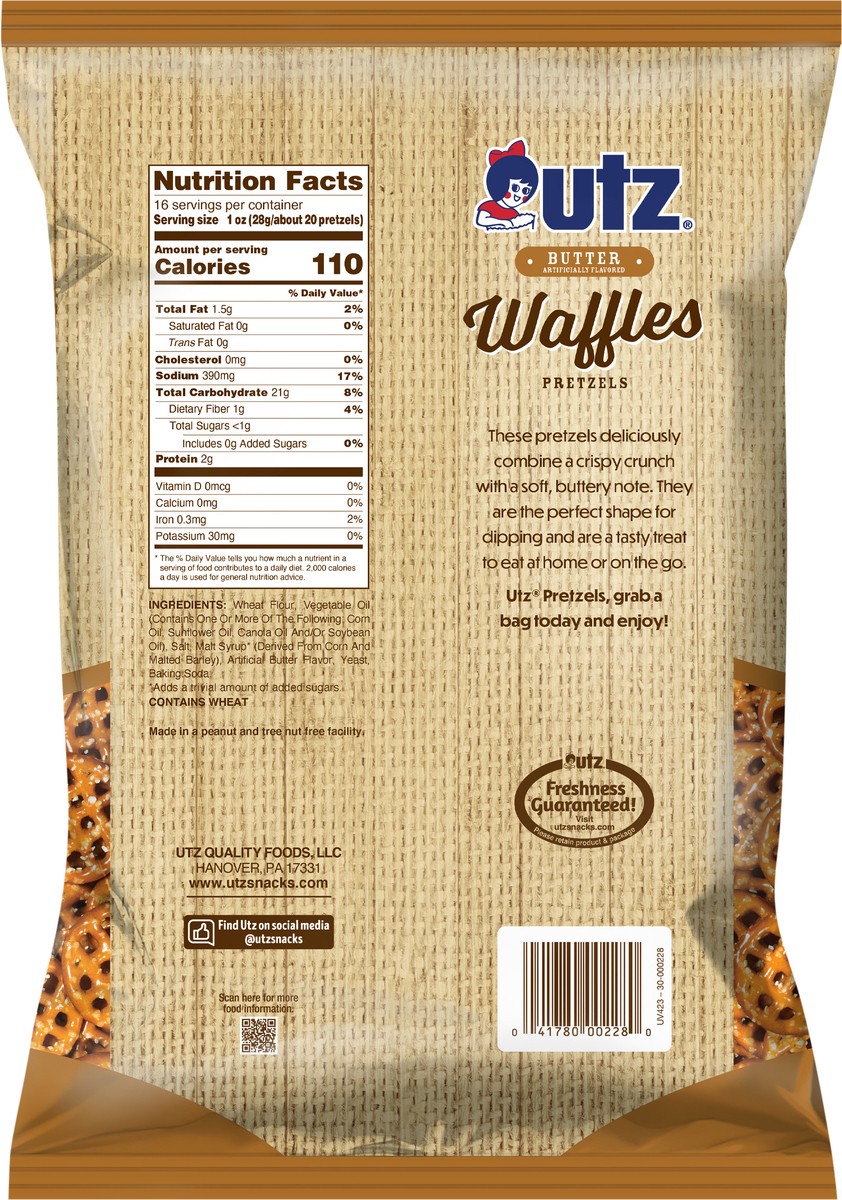 slide 7 of 7, Utz 16 oz Utz Butter Waffles Pretzels, 16 oz