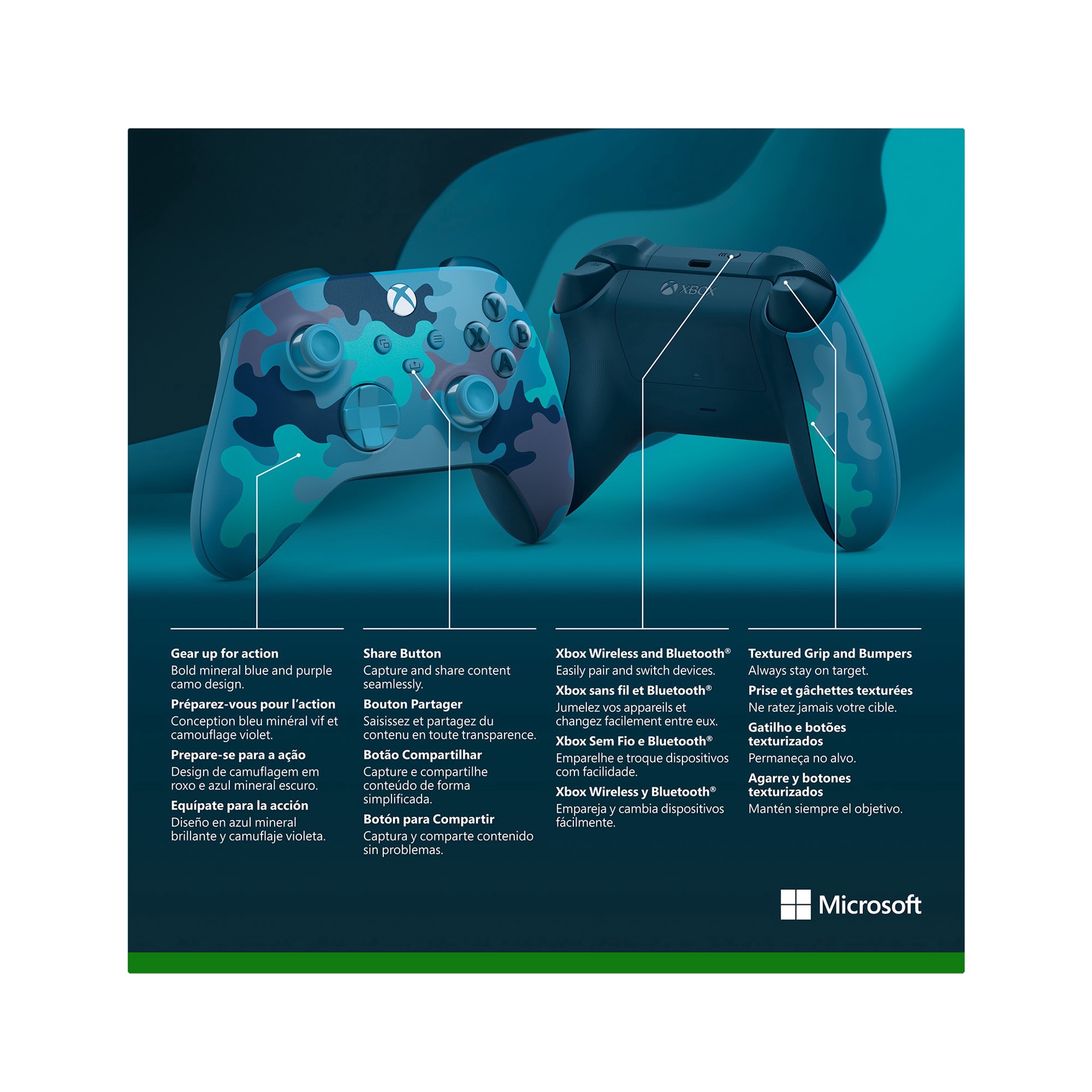 slide 12 of 21, Microsoft Xbox Series X|S Wireless Controller - Mineral Camo, 1 ct