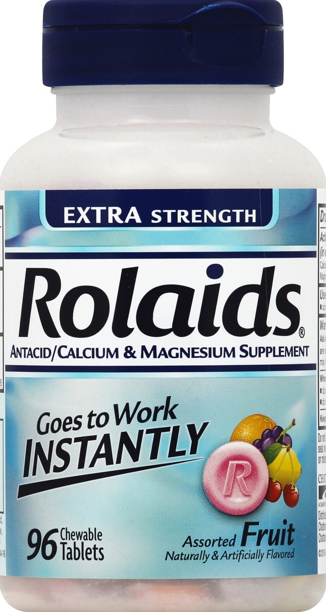 slide 6 of 6, Rolaids Extra Strength Antacid Fruit Tablets, 96 ct