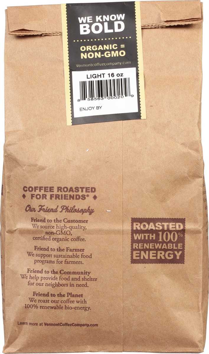 slide 4 of 9, Vermont Coffee Company Organic Light Whole Bean Coffee - 16 oz, 16 oz