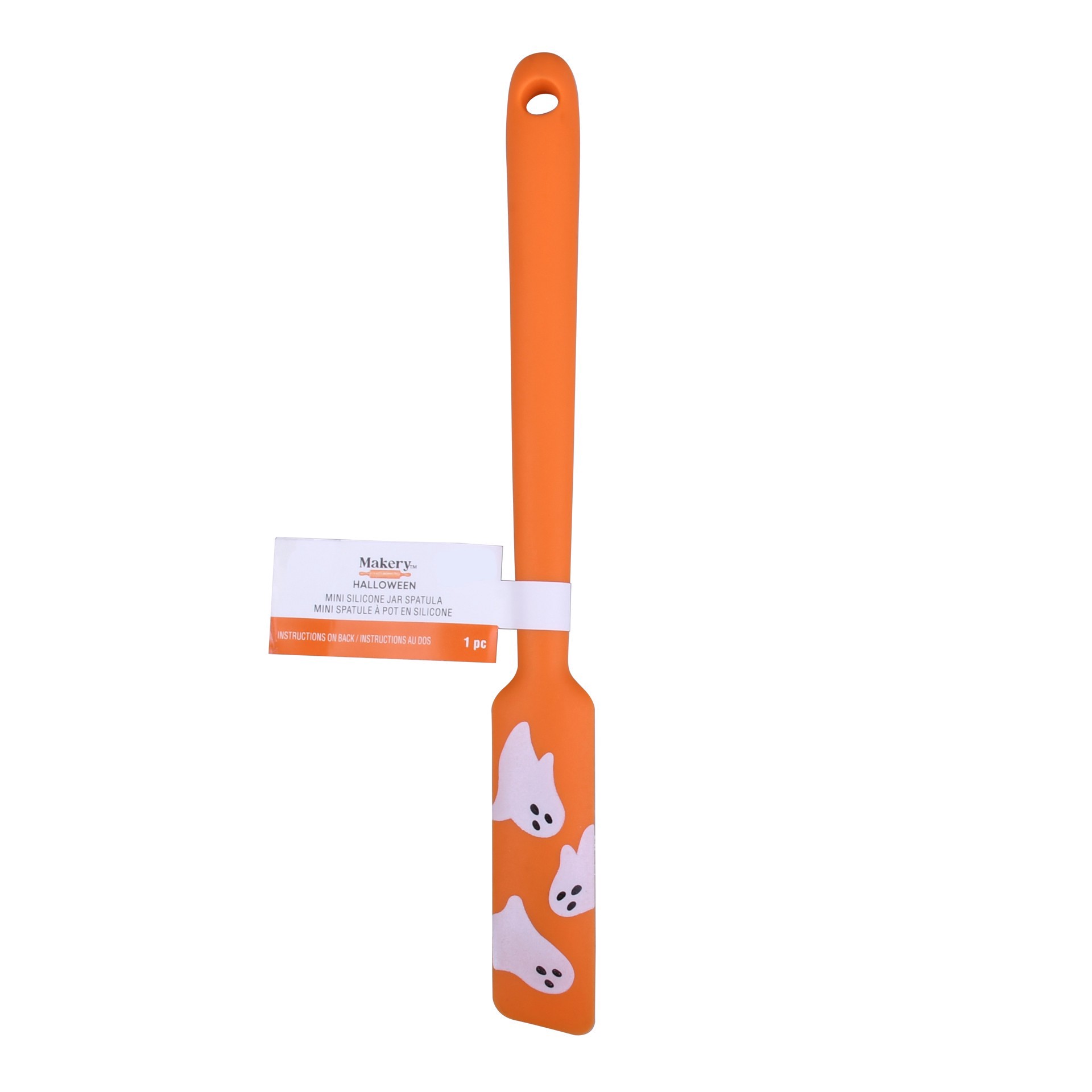 slide 3 of 4, Mini Orange Ghost Silicone Jar Spatula By Makery, 8 in