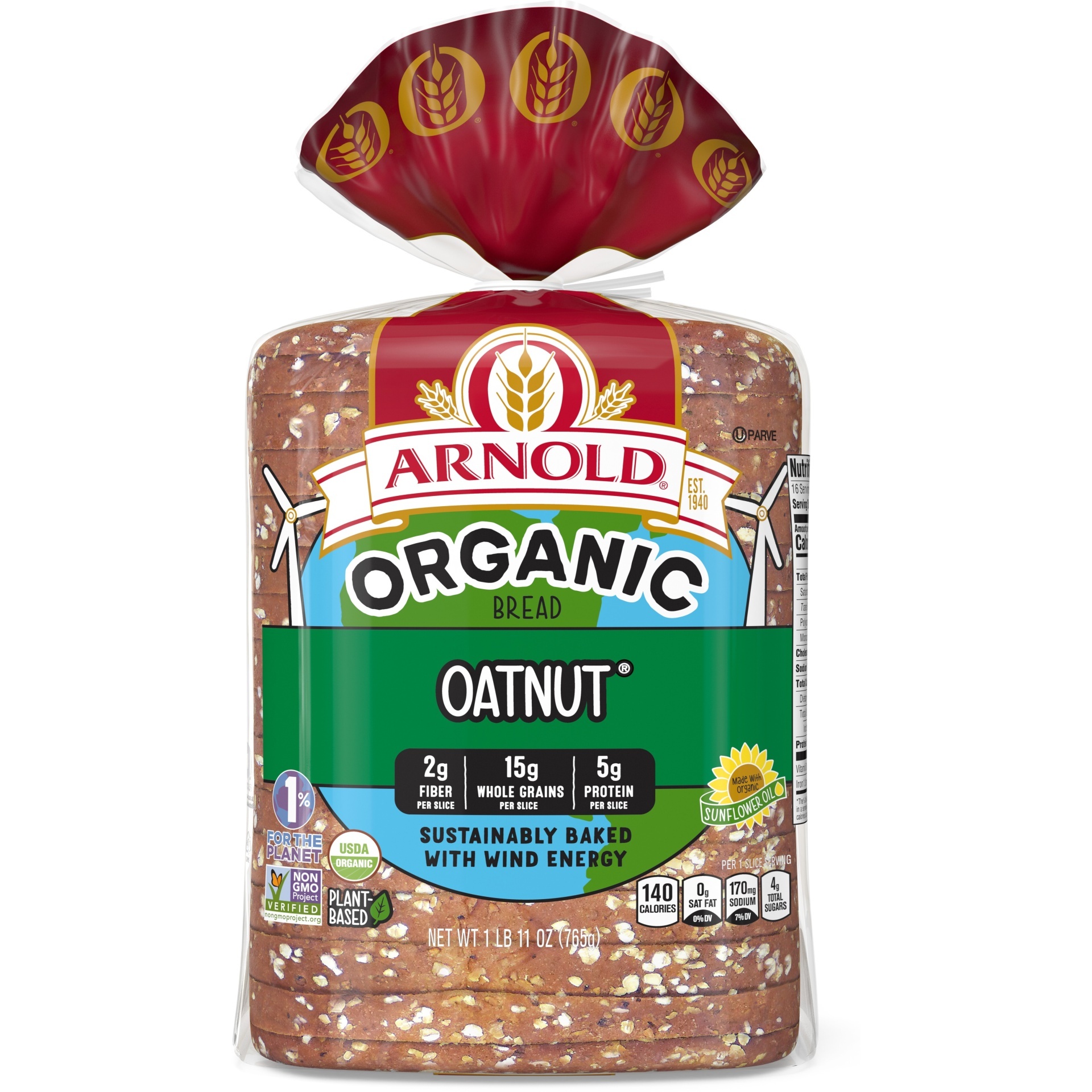 slide 1 of 1, Arnold Organic Oatnut Bread, 27 oz