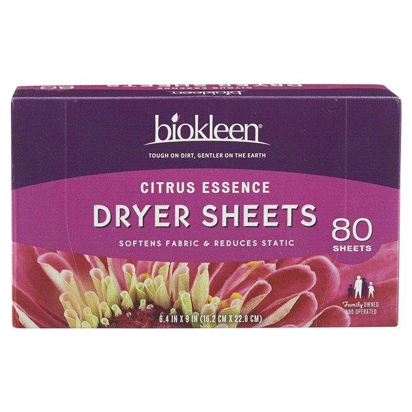 slide 1 of 1, Biokleen Dryer Sheets Citrus Essence, 80 ct