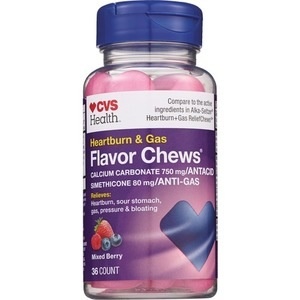 slide 1 of 1, CVS Health Heartburn & Gas Antacid Chews, 36 ct