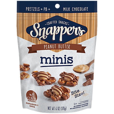 slide 1 of 1, Snappers Peanut Butter Minis Pretzel Snack, 6 oz