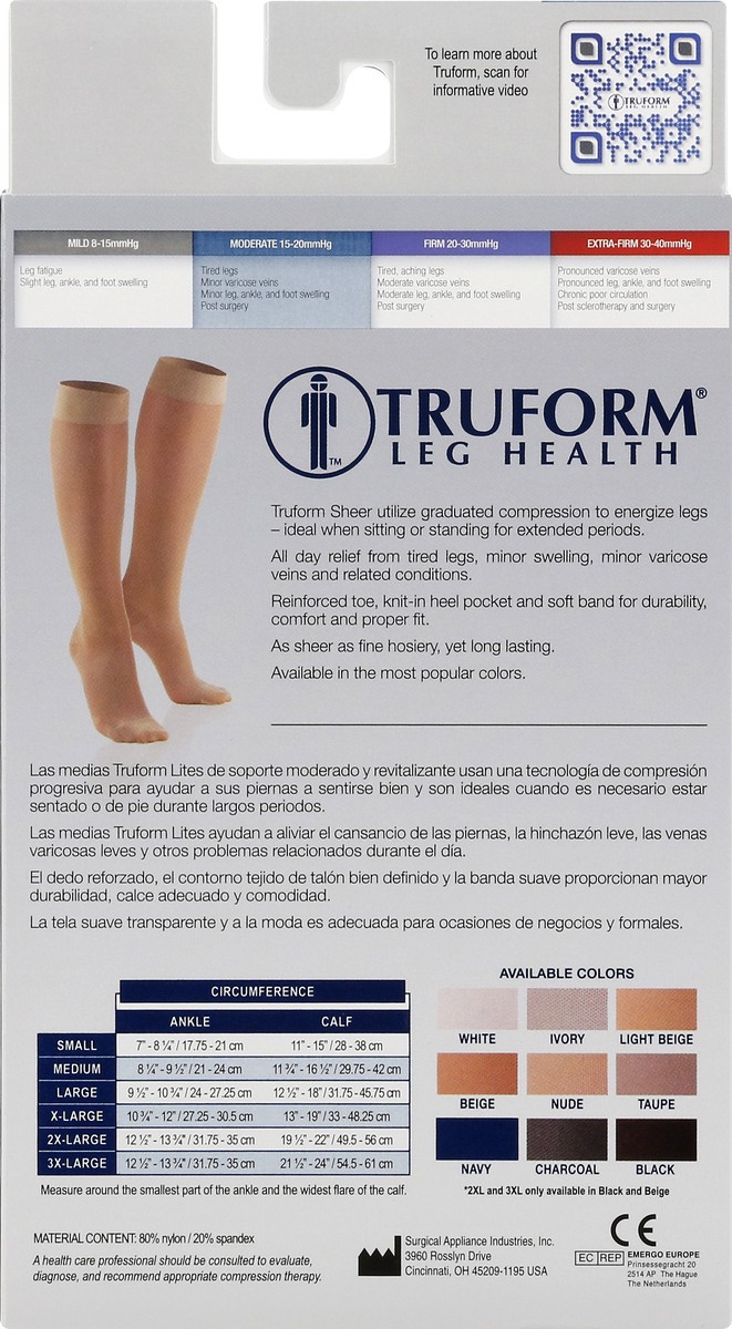 slide 5 of 9, Truform Leg Health Ladies' Extra Large Sheer Nude Knee High Compression Socks, 1 ct