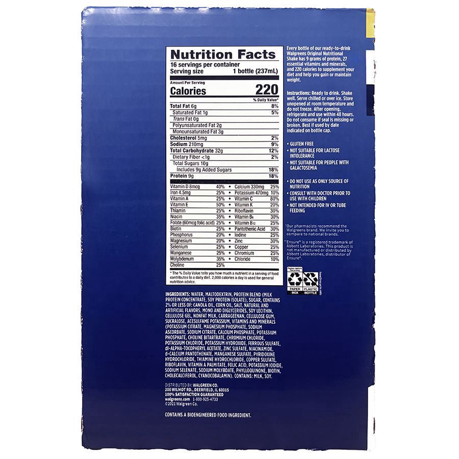 slide 3 of 5, Walgreens Nutritional Shake Regular, 16 ct; 8 oz