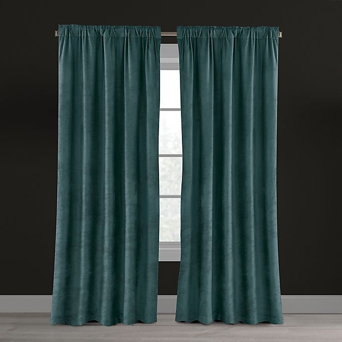 slide 1 of 1, Chic Home Velvet Plush Nest Rod Pocket/Back Tab Lined Window Curtain Panel - Aegean, 63 in