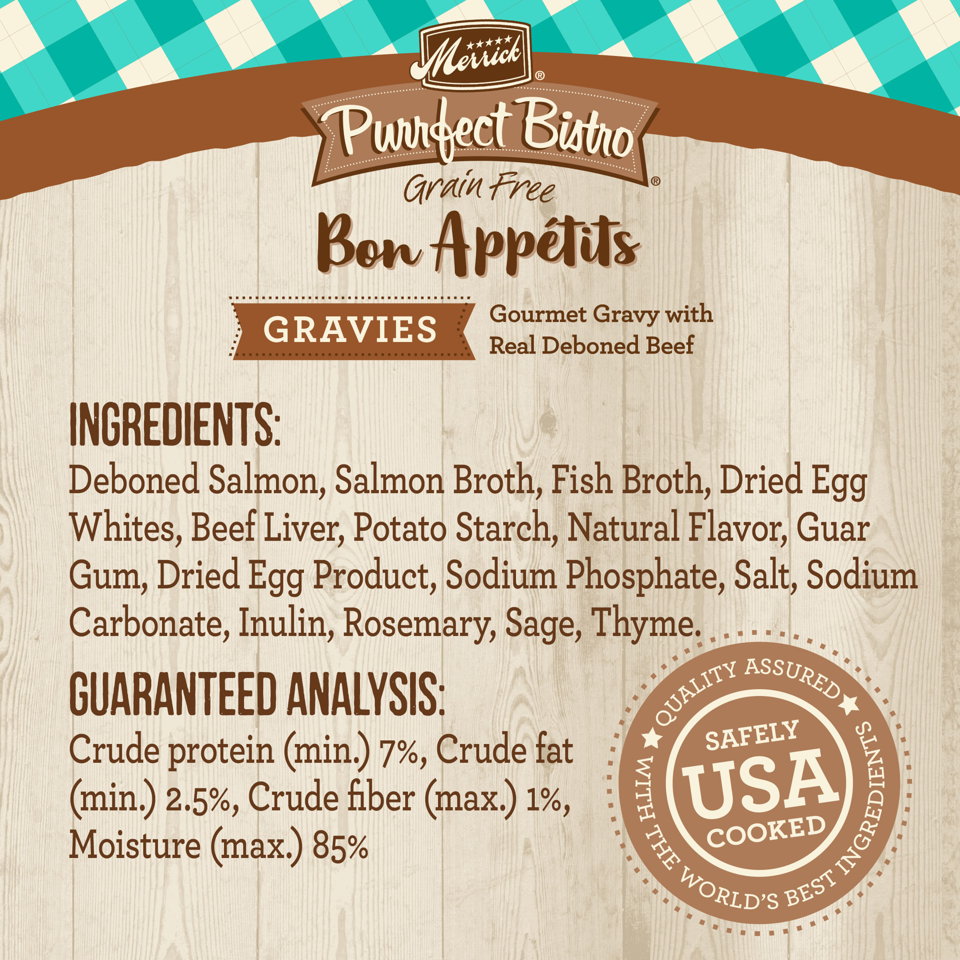 slide 3 of 4, Merrick Purrfect Bistro Bon Appetits Grain Free Wet Cat Food Salmon Recipe Chunks in Gravy - 3 oz Pouch, 3 oz