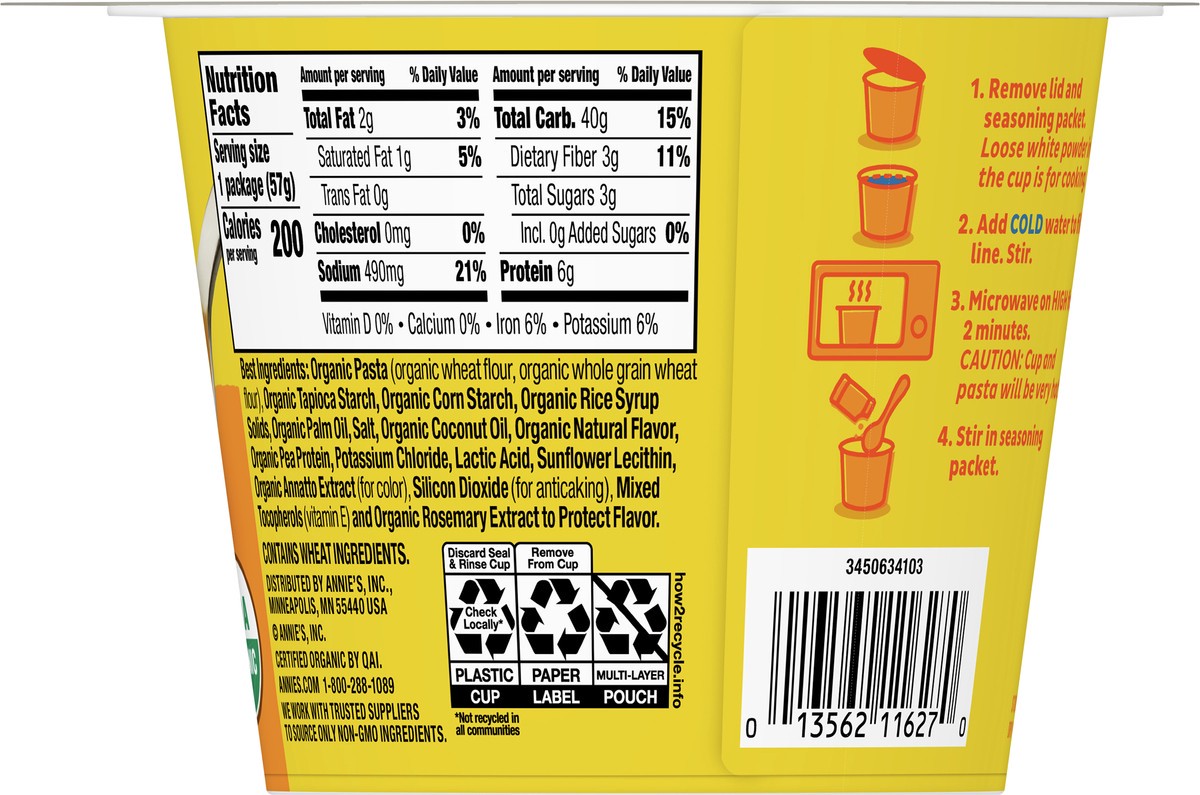 slide 5 of 9, Annie's Organic Vegan Cheddar Macaroni & Cheese, Microwavable, 1 cup, 2oz, 2.01 oz