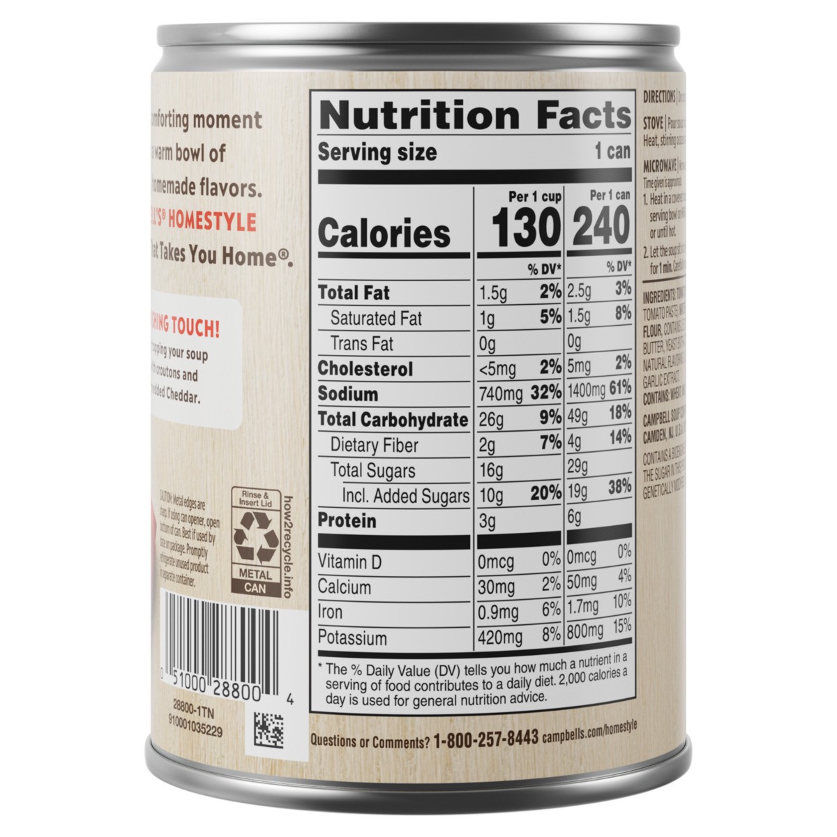 slide 10 of 11, Campbell's Campbell’s Homestyle Tomato Basil Soup, 16.3 oz Can, 16.300 oz