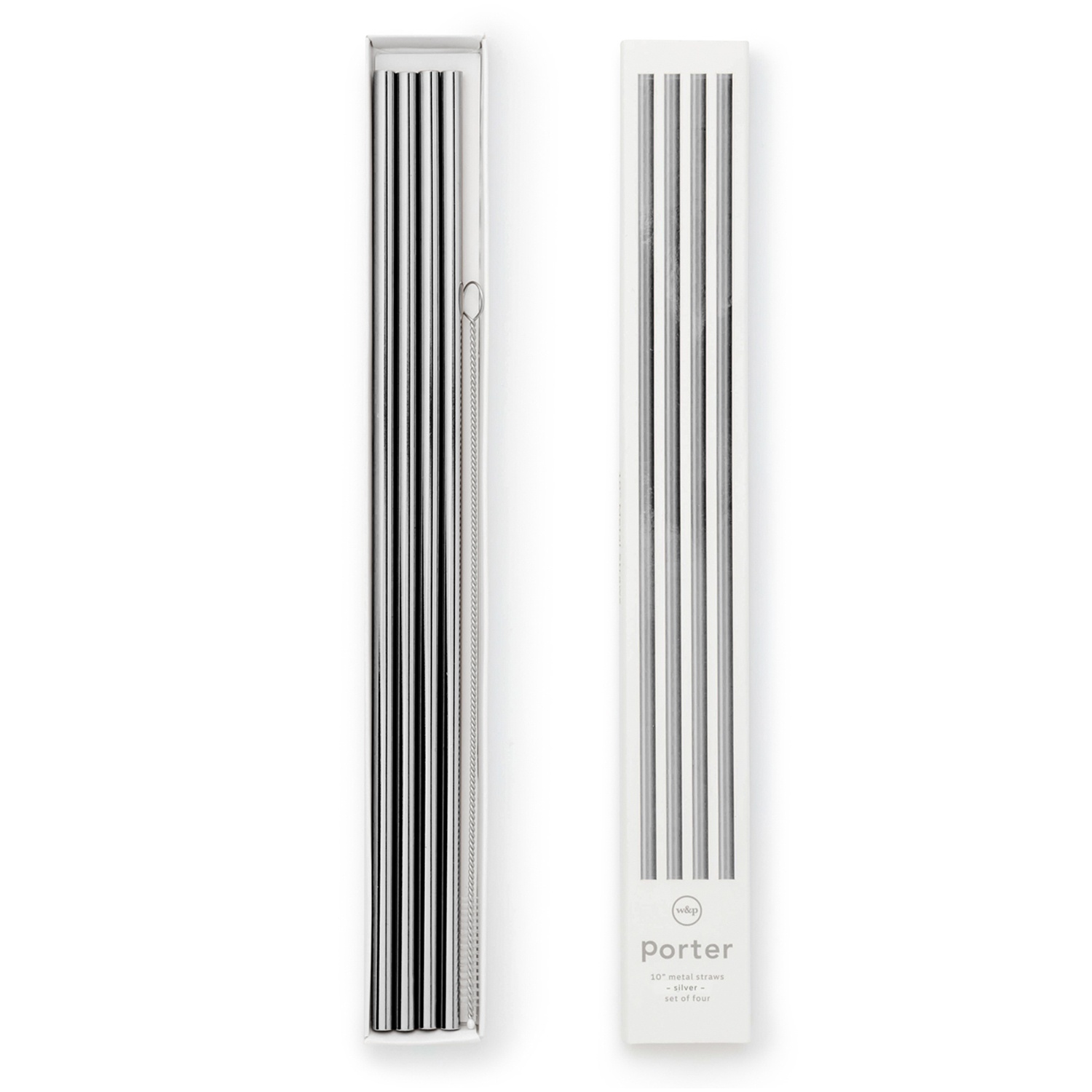 slide 1 of 1, W&P Design Metal Porter Straws, Silver, 1 ct