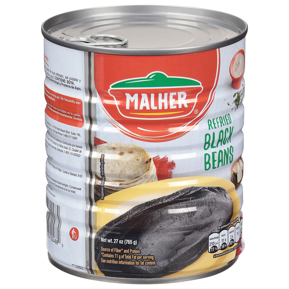 slide 8 of 9, Malher Refried Black Beans 27 oz, 27 oz