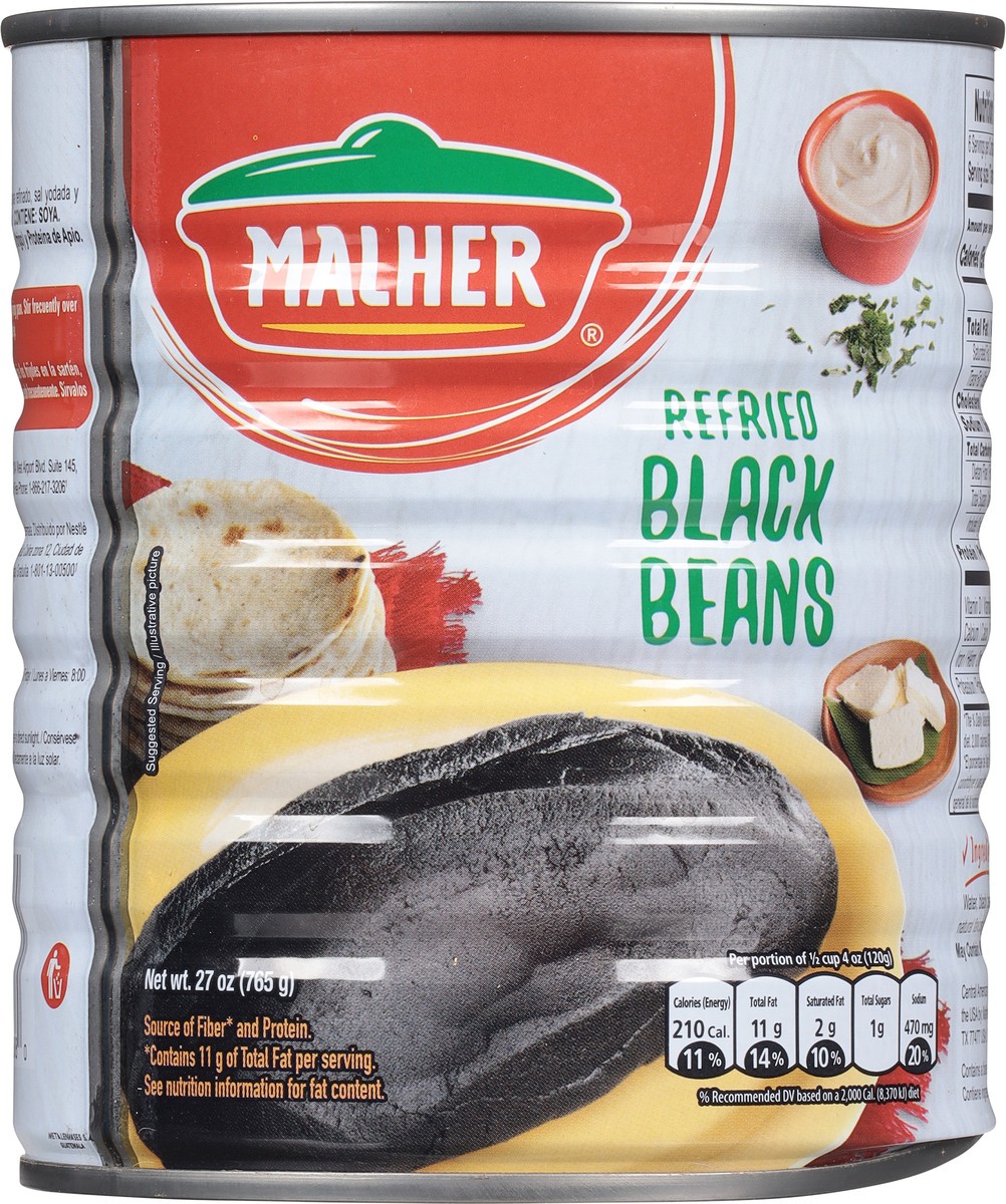 slide 3 of 9, Malher Refried Black Beans 27 oz, 27 oz