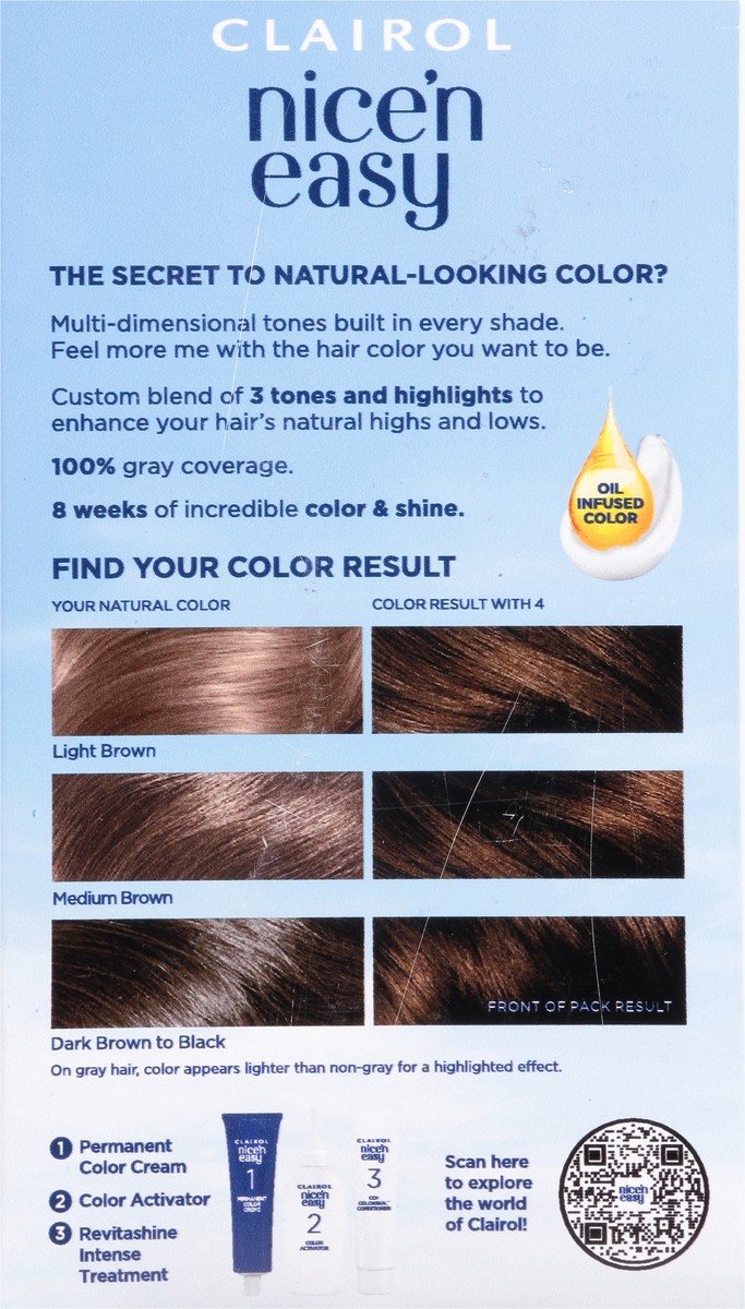 slide 2 of 13, Nice’n Easy Clairol Nice N Easy 4 Dark Brown, 1 ct
