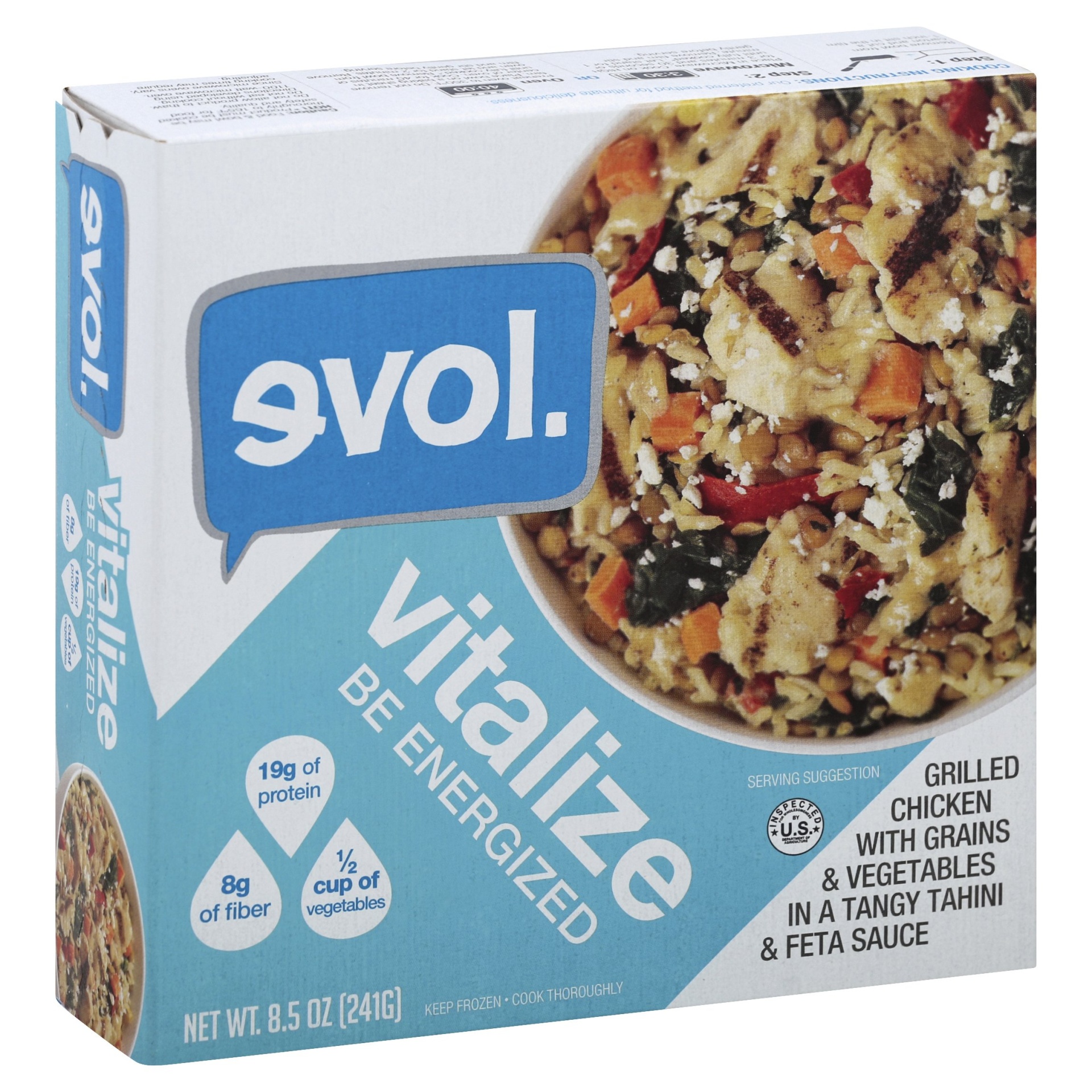slide 1 of 4, EVOL Vitalize Be Energized Chicken with Gains And Vegetables Bowl, 8.5 oz
