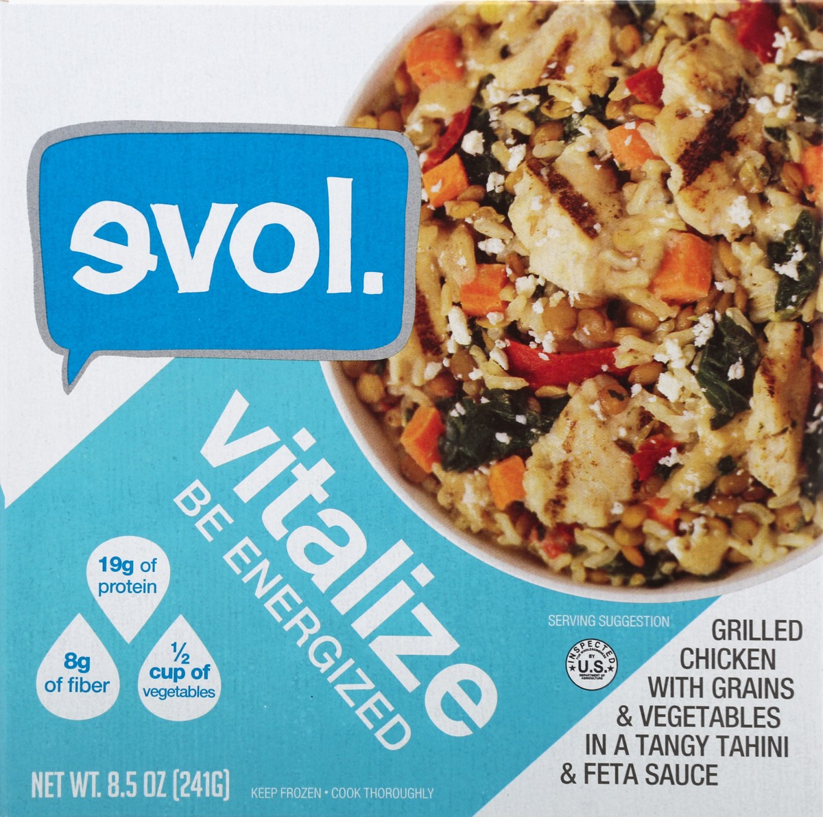 slide 4 of 4, EVOL Vitalize Be Energized Chicken with Gains And Vegetables Bowl, 8.5 oz