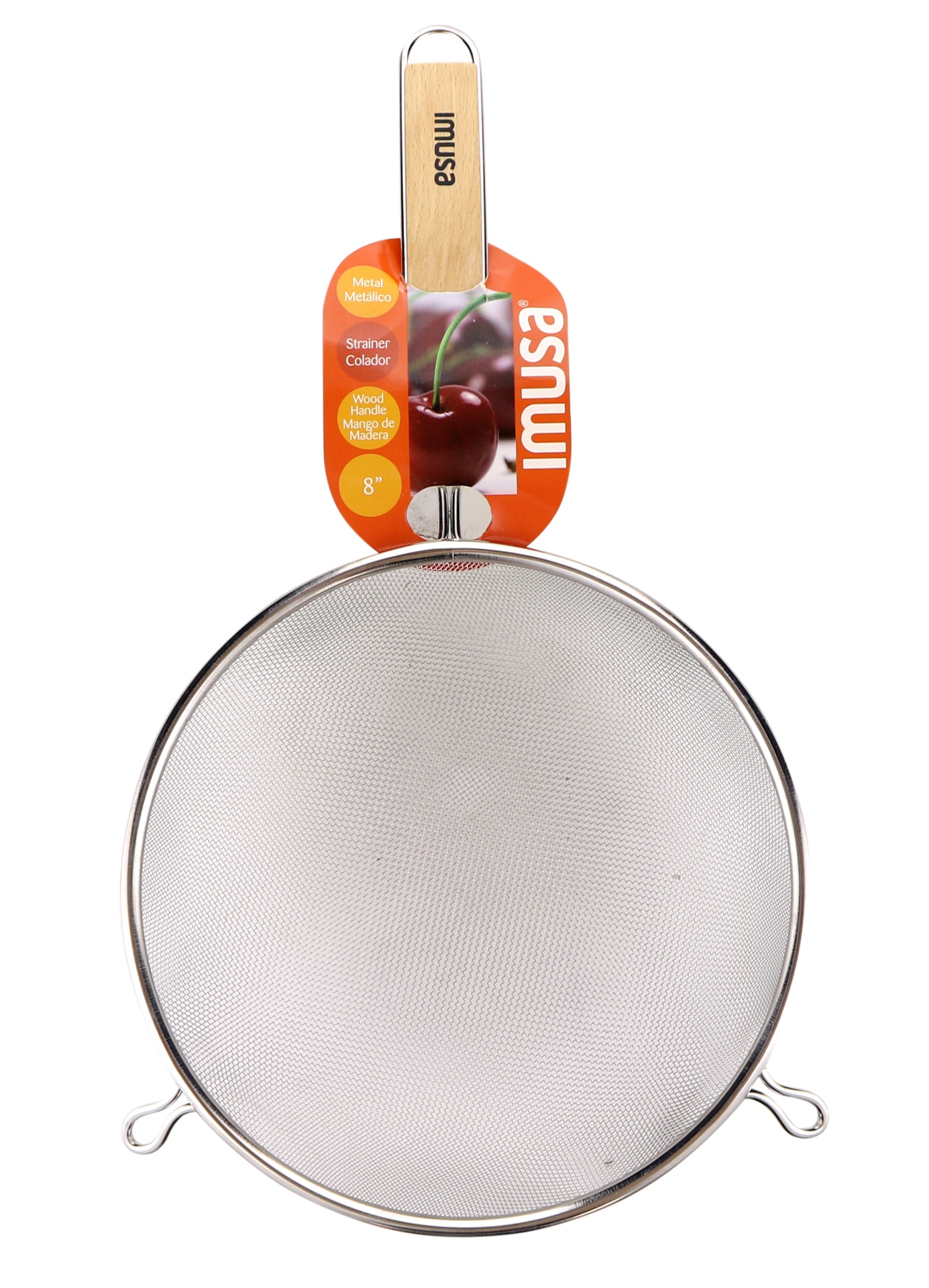 slide 1 of 1, NON BRAND Metal Strainer With Wood Handle 8In, 8 in