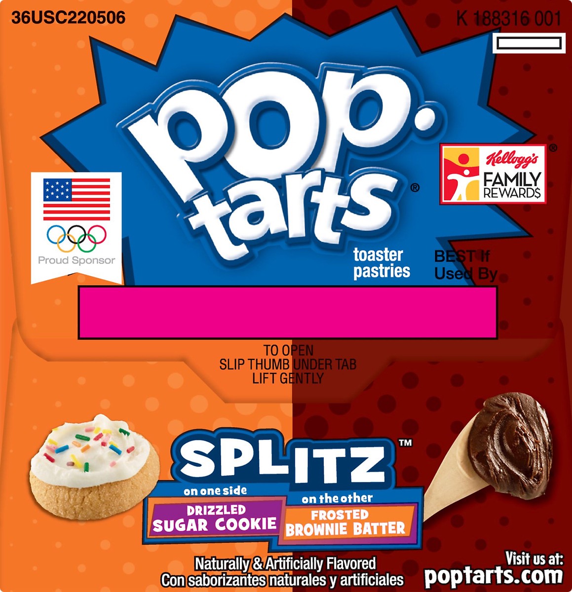 slide 4 of 8, Pop-Tarts Splitz Drizzled Sugar Cookie & Frosted Brownie Batter Breakfast Toaster Pastries, 8 ct